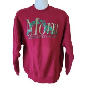Vintage Bridgewater College Mom Sweatshirt Women's Large Burgundy Crewneck USA*